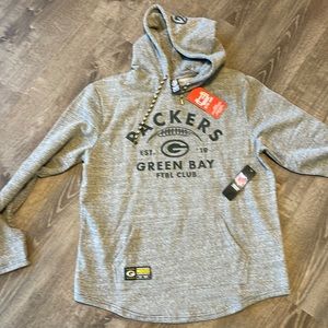 Green Bay Packers hooded sweatshirt.